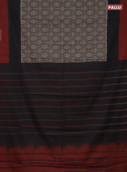 Muslin cotton saree grey and black maroon with allover prints and simple border