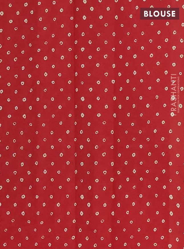 Muslin cotton saree mustard yellow and red with allover ajrakh prints and printed border