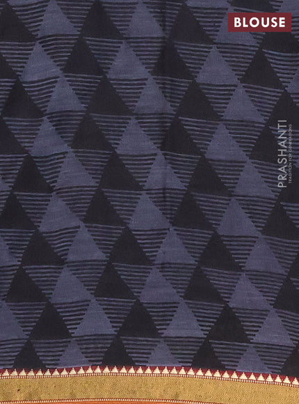 Muslin cotton saree maroon and black with allover prints and zari woven border