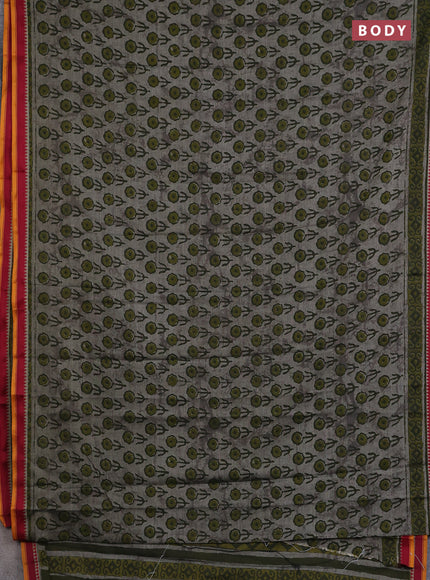 Muslin cotton saree grey and maroon with floral butta prints and woven border