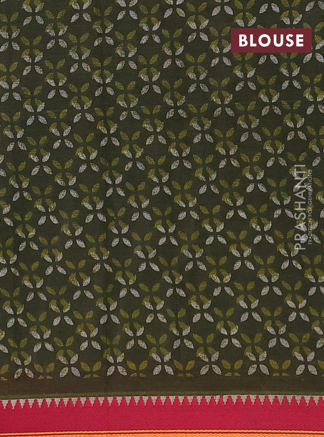 Muslin cotton saree grey and maroon with floral butta prints and woven border