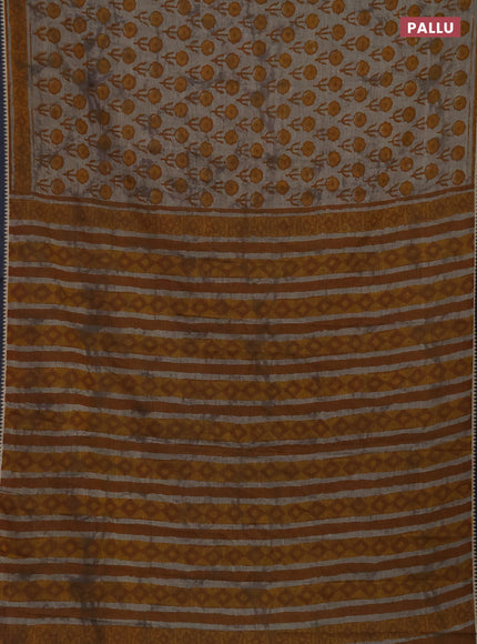 Muslin cotton saree grey and black with floral butta prints and woven border