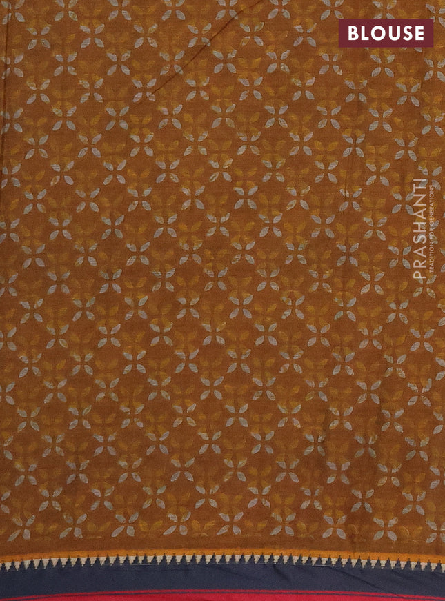 Muslin cotton saree grey and black with floral butta prints and woven border