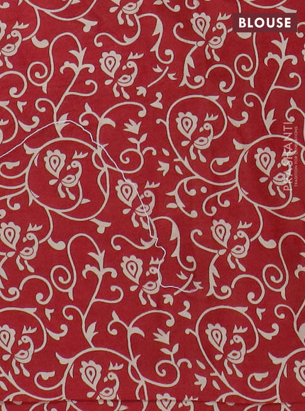 Muslin cotton saree maroon with allover prints and printed border