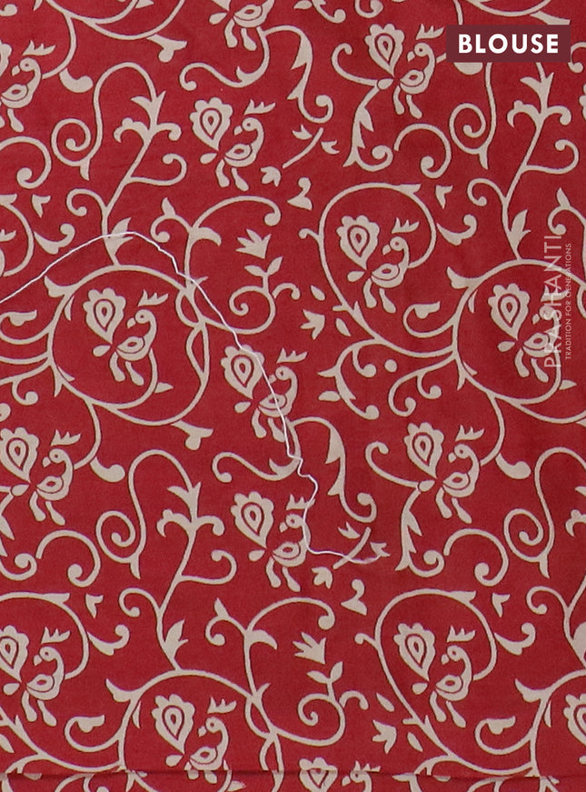 Muslin cotton saree maroon with allover prints and printed border