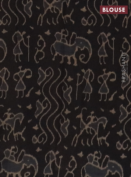 Muslin cotton saree maroon and black with allover prints and printed border