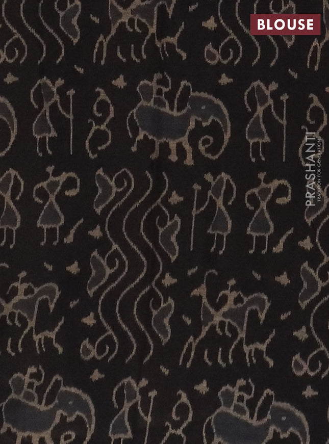 Muslin cotton saree maroon and black with allover prints and printed border