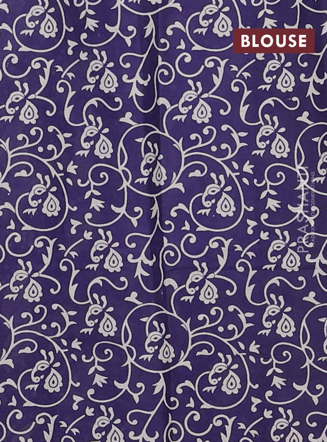 Muslin cotton saree blue with allover prints and printed border