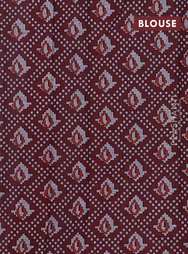 Muslin cotton saree navy blue and maroon with allover prints and printed border