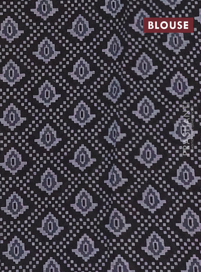 Muslin cotton saree deep purple and black with allover prints and printed border