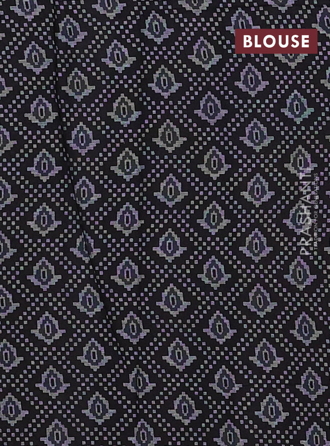 Muslin cotton saree maroon and black with allover prints and printed border