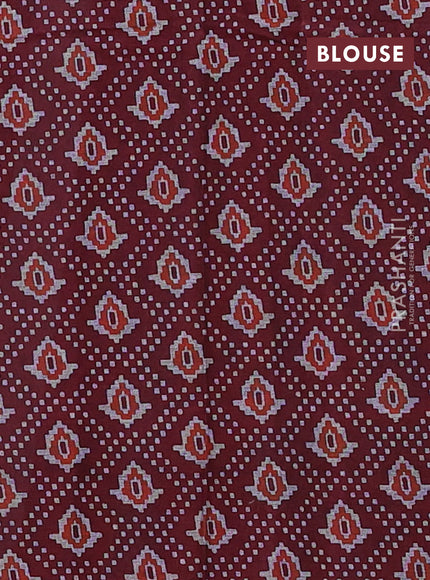 Muslin cotton saree sap green and maroon with allover prints and printed border