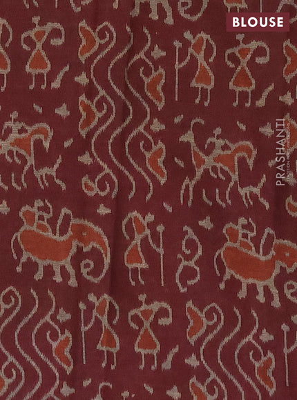 Muslin cotton saree navy blue and deep maroon with allover prints and printed border