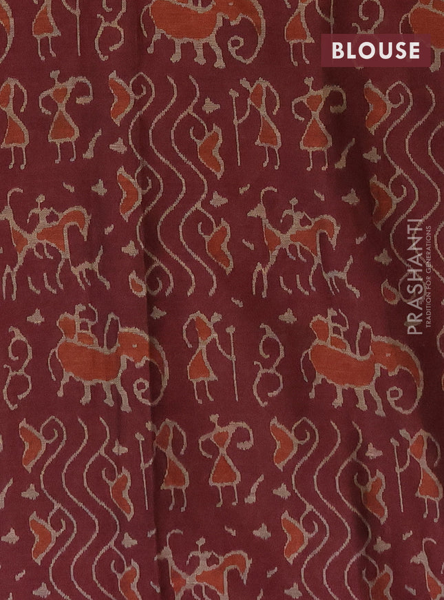 Muslin cotton saree mustard shade and deep maroon with allover prints and printed border