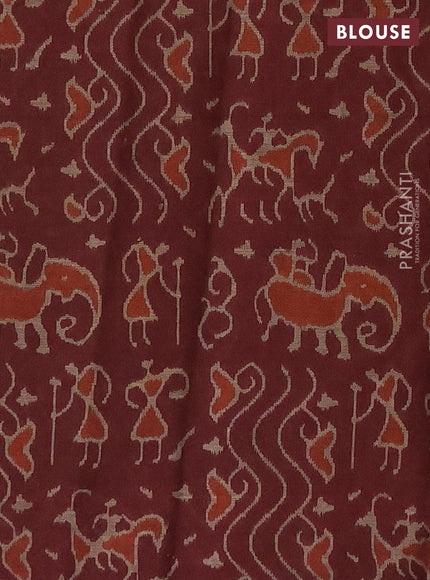 Muslin cotton saree dark sap green and deep maroon with allover prints and printed border