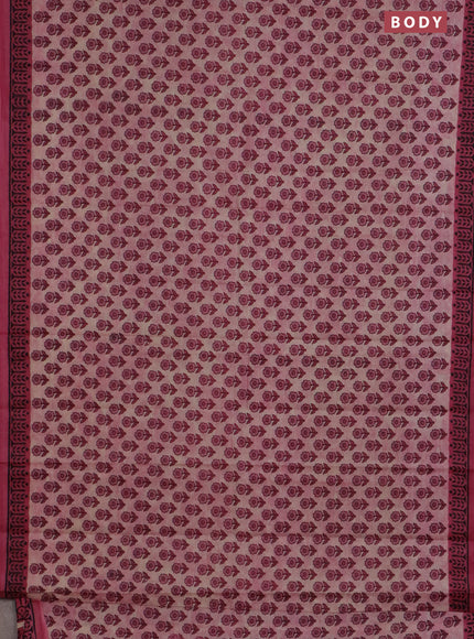 Muslin cotton saree pastel pink with floral butta prints and printed border