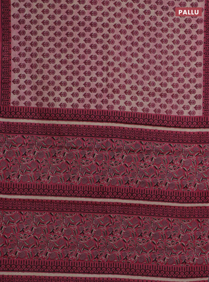 Muslin cotton saree pastel pink with floral butta prints and printed border