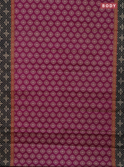 Muslin cotton saree purple and black with butta prints and printed border