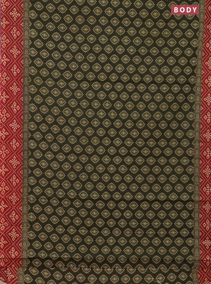 Muslin cotton saree sap green and maroon with butta prints and printed border