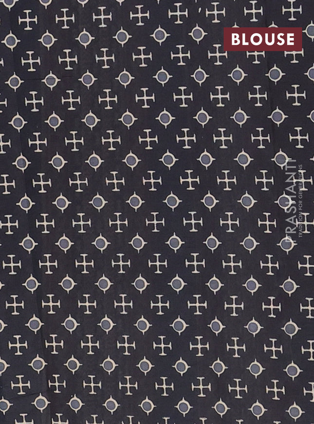 Muslin cotton saree maroon and black with butta prints and printed border