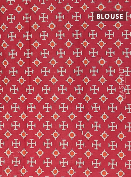 Muslin cotton saree blue and maroon with butta prints and printed border