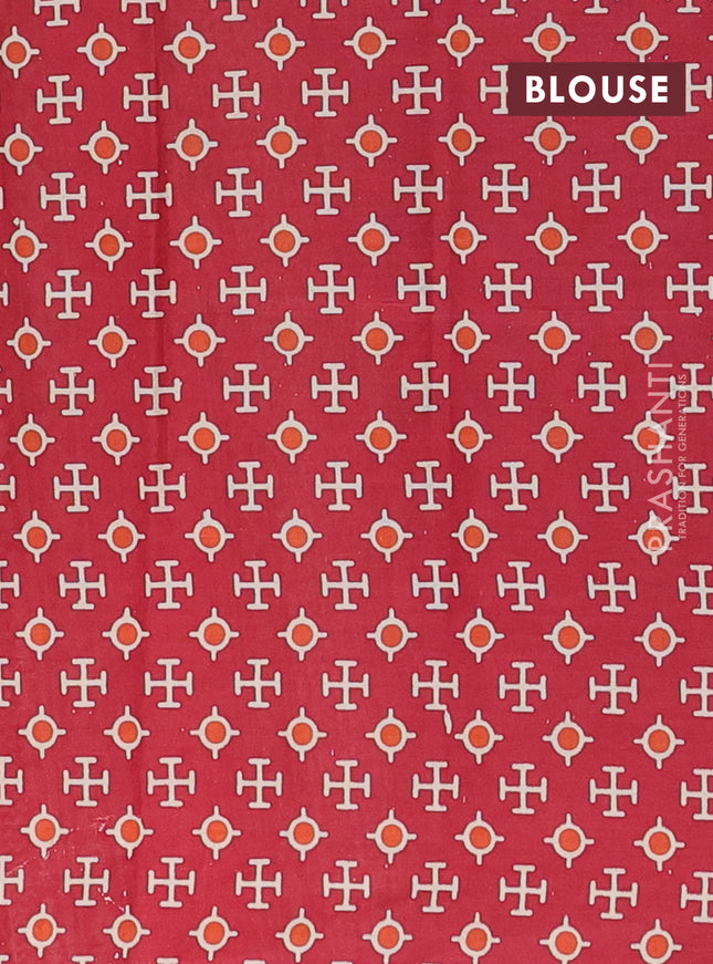 Muslin cotton saree blue and maroon with butta prints and printed border