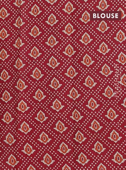 Muslin cotton saree blue and maroon with allover prints and printed border