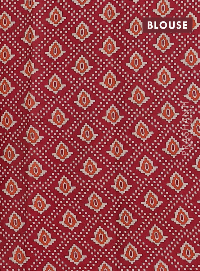 Muslin cotton saree blue and maroon with allover prints and printed border