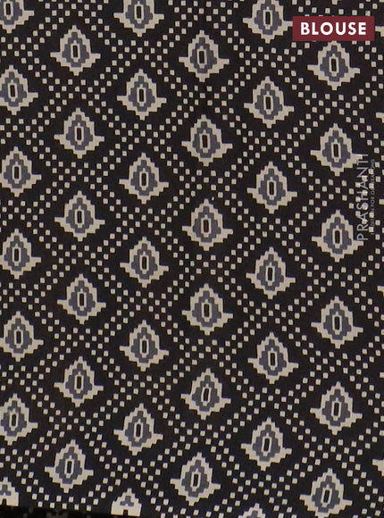 Muslin cotton saree magenta pink and black with allover prints and printed border