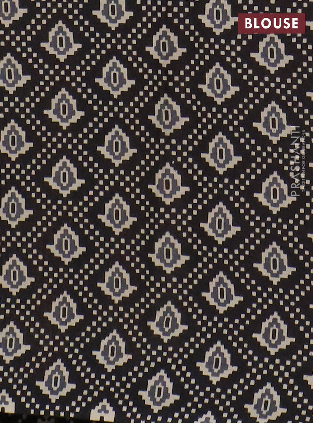 Muslin cotton saree magenta pink and black with allover prints and printed border