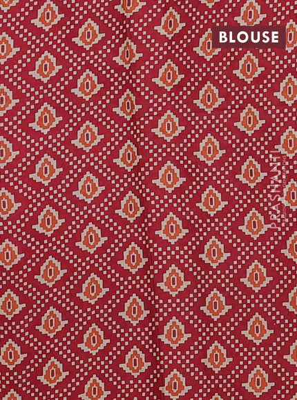 Muslin cotton saree sap green and red with allover prints and printed border