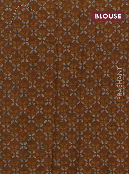 Muslin cotton saree grey mustard and black with paisley butta prints and woven border