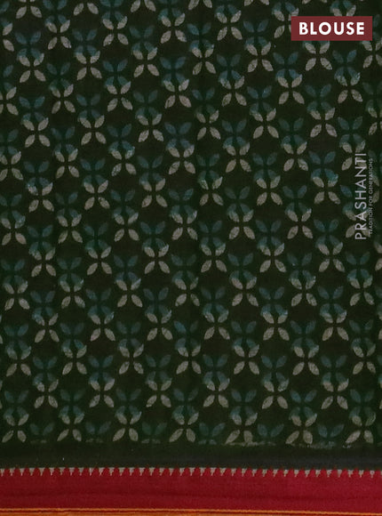 Muslin cotton saree grey sap green and maroon with paisley butta prints and woven border