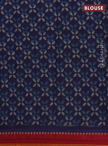 Muslin cotton saree grey blue and maroon with paisley butta prints and woven border