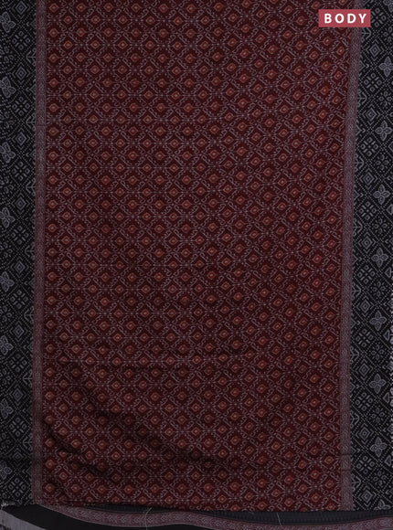 Muslin cotton saree maroon and black with allover prints and printed border