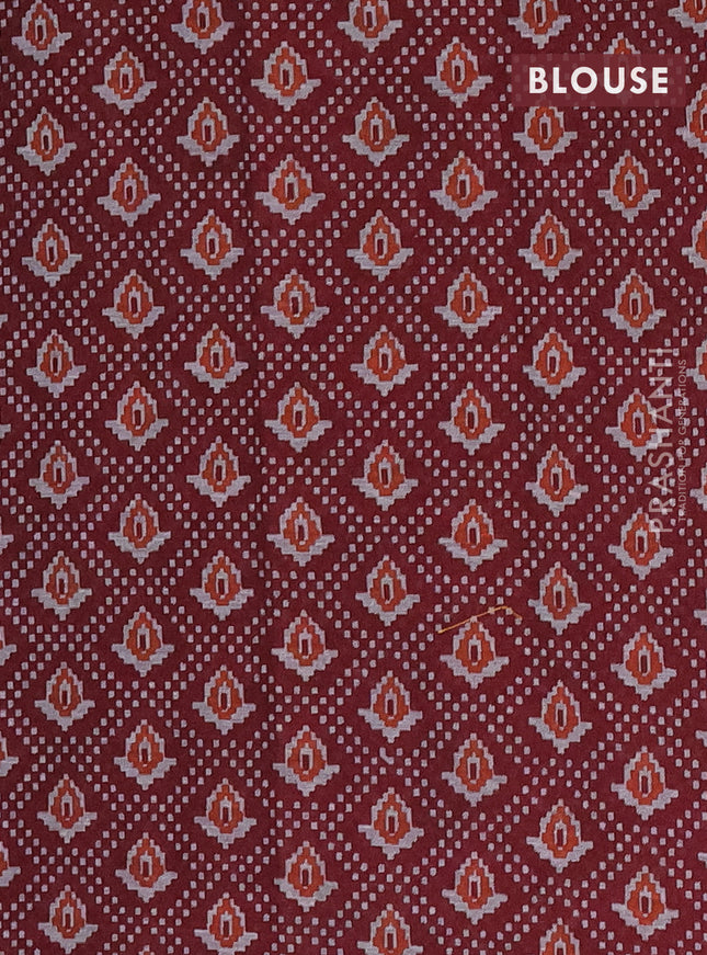 Muslin cotton saree sap green and maroon with allover prints and printed border