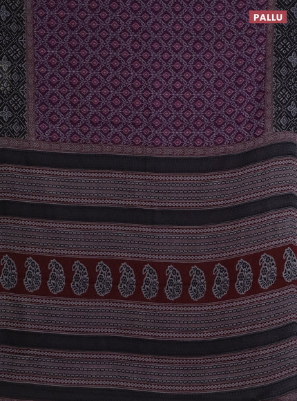 Muslin cotton saree deep purple and black with allover prints and printed border