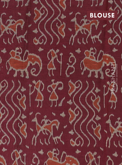 Muslin cotton saree mustad yellow and maroon with allover kalamkari prints and printed border