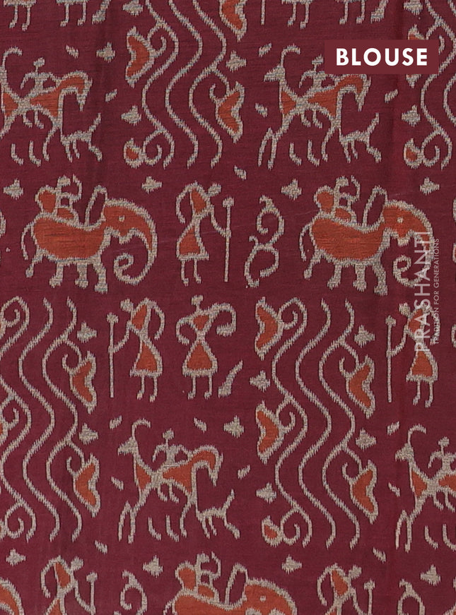 Muslin cotton saree mustad yellow and maroon with allover kalamkari prints and printed border