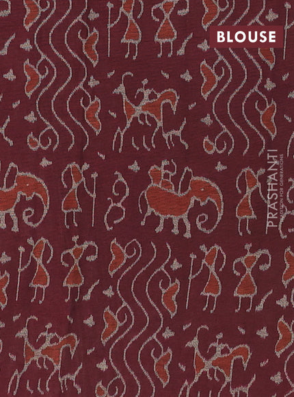 Muslin cotton saree sap green and maroon with allover kalamkari prints and printed border