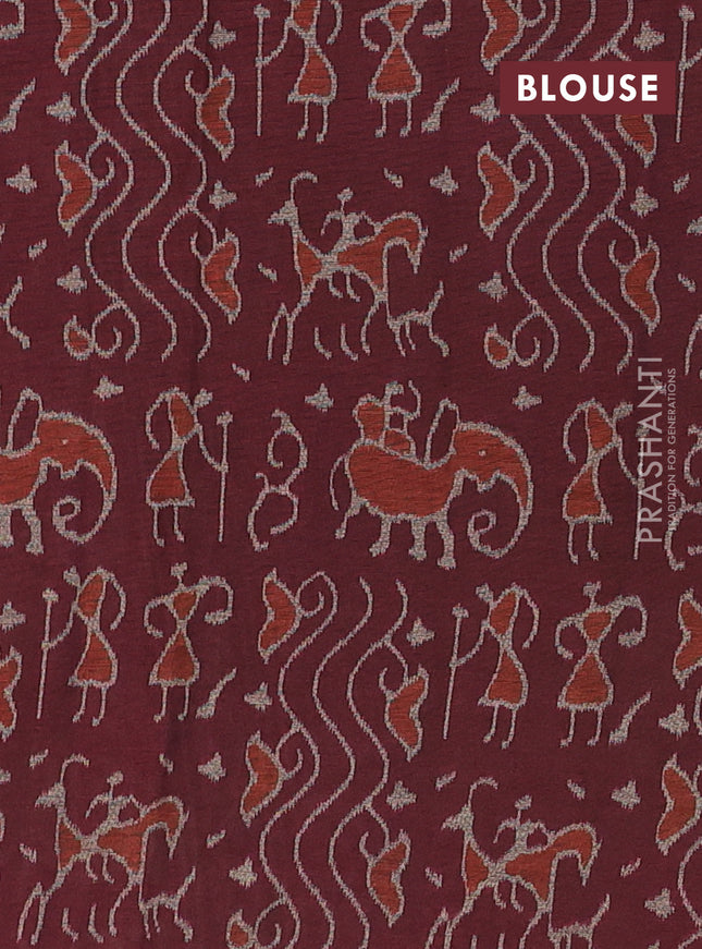 Muslin cotton saree sap green and maroon with allover kalamkari prints and printed border