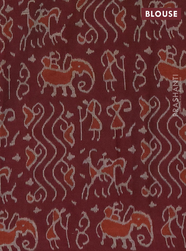 Muslin cotton saree navy blue and maroon with allover kalamkari prints and printed border