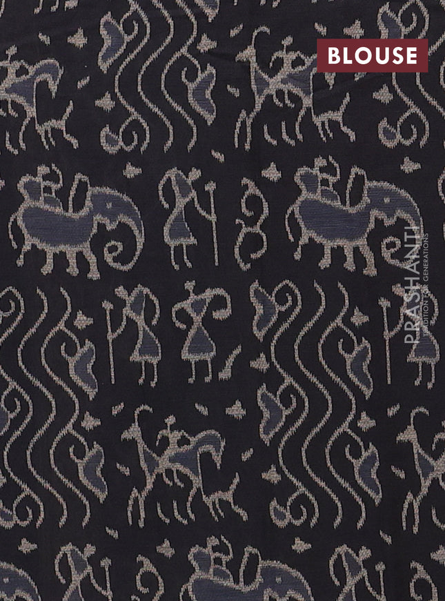 Muslin cotton saree maroon and black with allover kalamkari prints and printed border