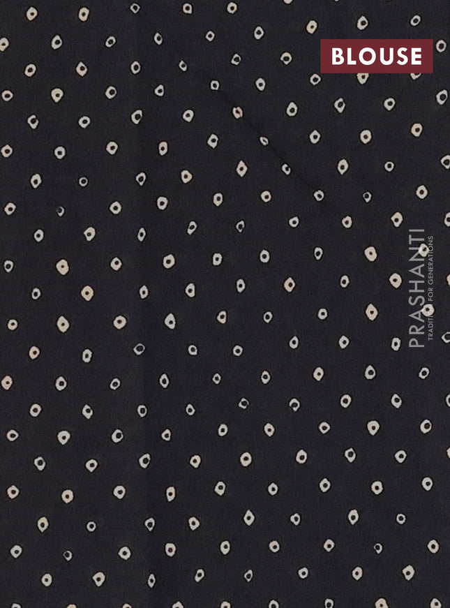 Muslin cotton saree maroon and black with ajrakh prints and printed border