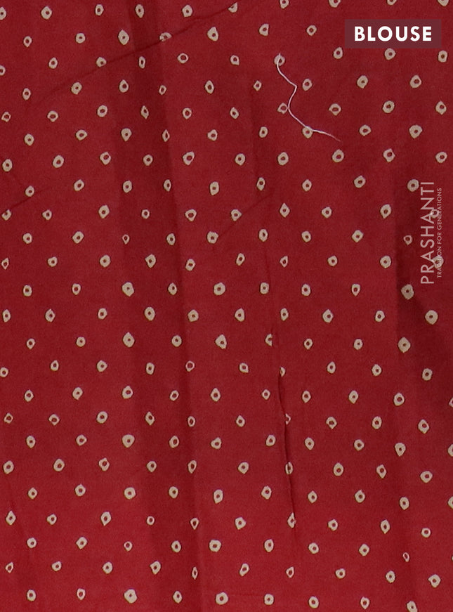 Muslin cotton saree blue and maroon with ajrakh prints and printed border