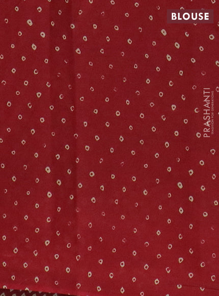 Muslin cotton saree mustard yellow and maroon with ajrakh prints and printed border