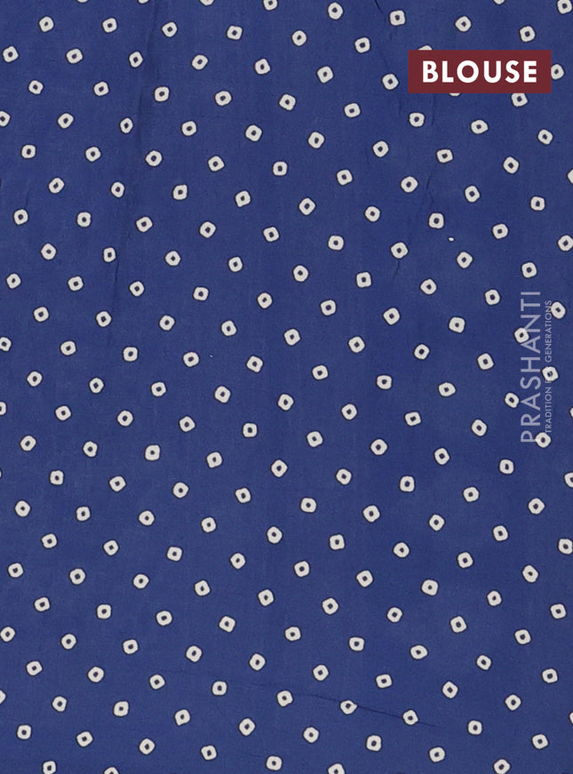 Muslin cotton saree peacock blue with allover kalamkari prints and printed border