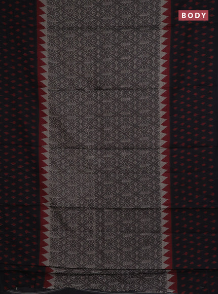 Muslin cotton saree grey and black with allover prints and printed border