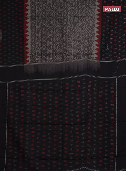 Muslin cotton saree grey and black with allover prints and printed border