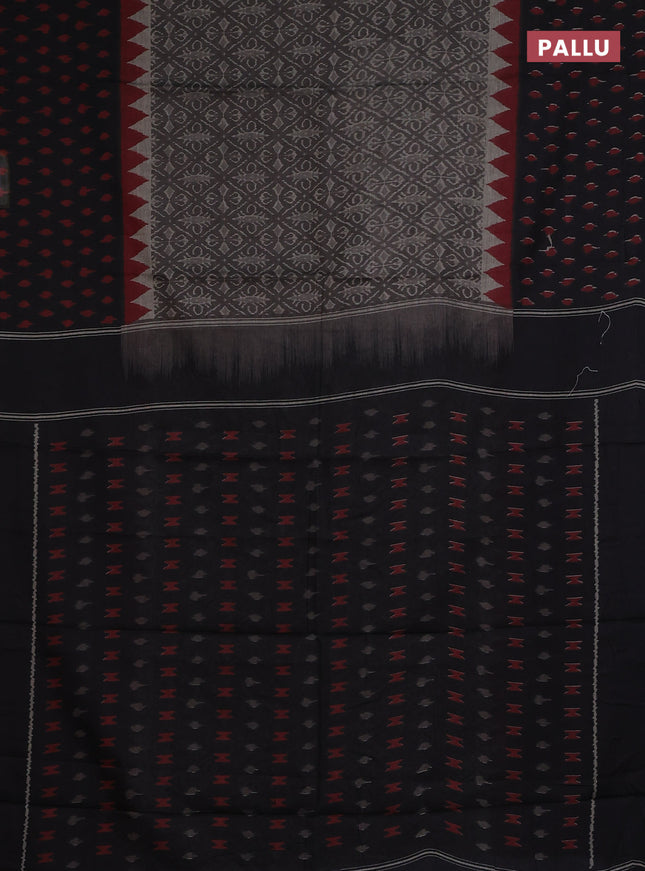 Muslin cotton saree grey and black with allover prints and printed border